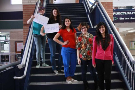 The Cypress Ridge newspaper staff models the dress up options for No Place for Hate. 