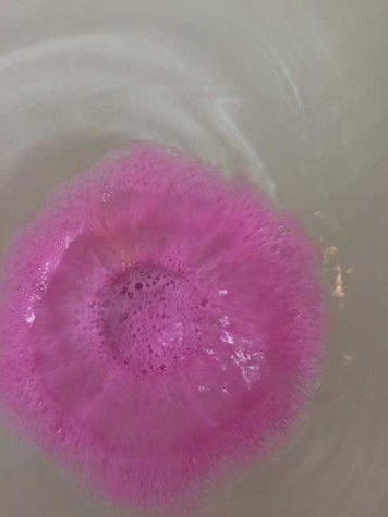 Bath bombs expand and color the water as they dissolve. 