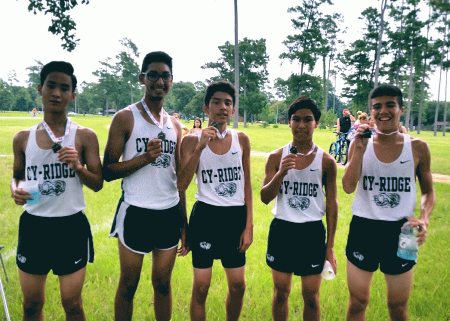 The freshman boys cross country team won first place at the the Sam Houston Cross Country Meet Saturday, August 27, 2016.