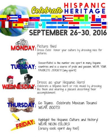 The dress up days for this Hispanic Heritage Week as chosen by PALS.