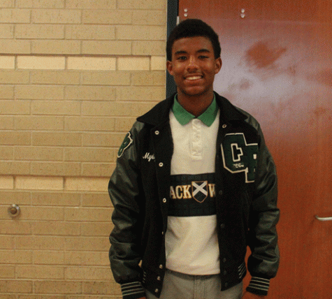 Myriq Freeman sporting his lettermen in the hallways. 