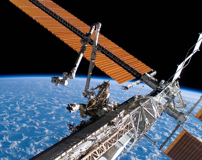 The ISS space station where alien bacteria was recently discovered.