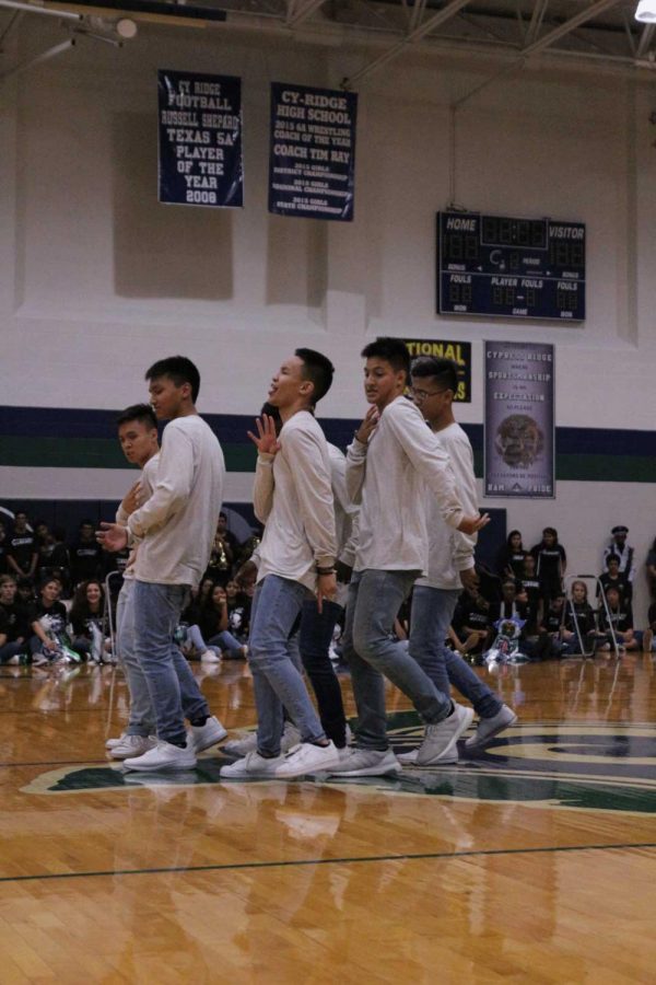 The B Boys performed for all three pep rallies as well as the Spring Show aside the Dazzlers with new participants joining in expanding the group more this school year.